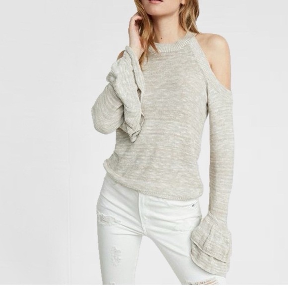 Express Sweaters - NWT Express cold shoulder bell/ ruffle sleeve sweater ❤️